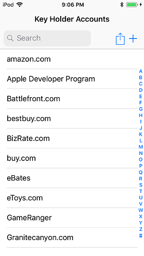Key Holder gives you quick and easy access to your online account login information.